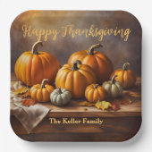 Elegante Harvest Pumpkin Erntedank Dinner Pappteller (Vorderseite)