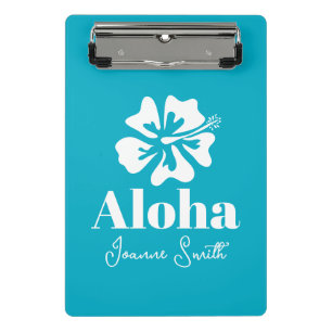 Elegante hawaiianische Blume personalisiert türkis Mini Klemmbrett
