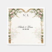 Elegante Heart Arch Blush Bloral and Gold Wedding Serviette (Vorderseite)