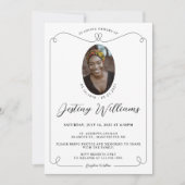 Elegante Heart Frame Love Memory Foto Beerdigung Einladung (Vorderseite)