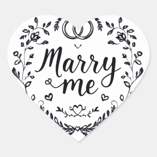 Elegante Heart Wedding Sticker 💍 "Marry Me" 👰 (Vorderseite)