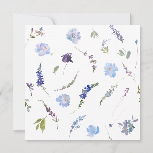 Elegante Heilige Taufe Script Dusty Blue Wildblume Einladung (Rückseite)