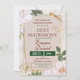 Elegante heilige Trauung Blumen Hochzeitseinladung Einladung