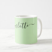 Elegante hell mintfarbene moderne Namen personalis Kaffeetasse (VorderseiteRechts)