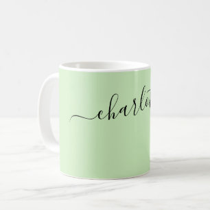 Elegante hell mintfarbene moderne Namen personalis Kaffeetasse