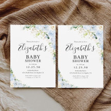 Elegante hellblaue Babyshower-Einladung