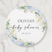 Elegante hellblaue Babyshower-Geschenkanhänger Geschenkanhänger (Vorderseite)