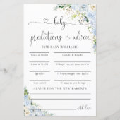 Elegante hellblaue Babyshower-Vorhersagekarte (Vorderseite)