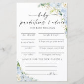 Elegante hellblaue Babyshower-Vorhersagekarte (Vorderseite)