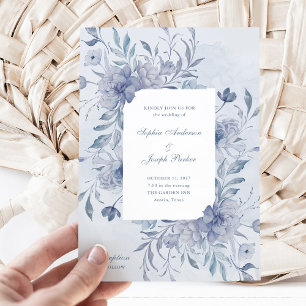 Elegante hellblaue Chinoiserie-Blumenhochzeit Einladung