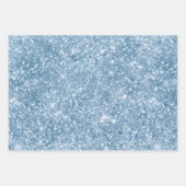 Elegante hellblaue Glitter-Glam-Muster Geschenkpapier Set (Vorderseite 2)