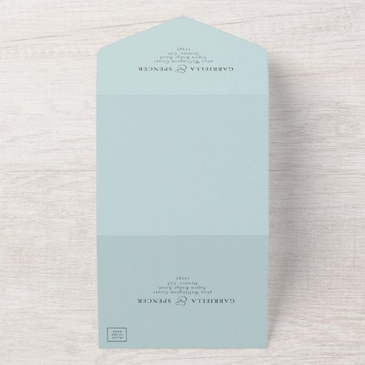 Elegante hellblaue Hochzeit in einer Einladung (Außenbereich)