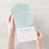 Elegante hellblaue Hochzeit in einer Einladung (Abreißen)