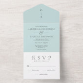 Elegante hellblaue Hochzeit in einer Einladung (Innen Boden)