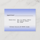 Elegante hellblaue informative Visitenkarte Terminkarte (Rückseite)