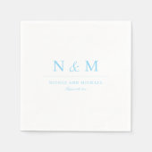 Elegante hellblaue Monogramm-Initialen Hochzeit Serviette (Vorderseite)