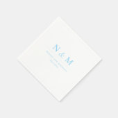 Elegante hellblaue Monogramm-Initialen Hochzeit Serviette (Ecke)