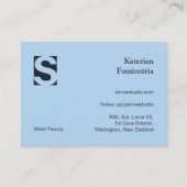 Elegante hellblaue Monogramm Visitenkarte (Vorderseite)