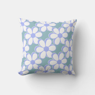 Elegante hellblaue und weiße Blume auf Aquamarinen Kissen