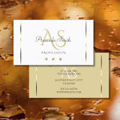 Elegante helle Beige- und Weißdiamanten-Initialen Visitenkarte