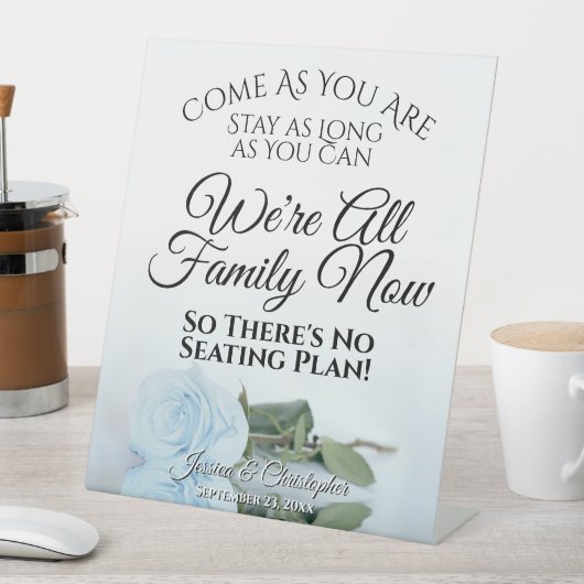 Elegante, helle, blaue Rose Open Seating Wedding Sockelschild (In Situ)