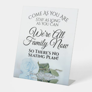 Elegante, helle, blaue Rose Open Seating Wedding Sockelschild