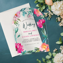 Elegante helle bunte Blumen-Bogen-Hochzeit Acryleinladungen