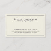 Elegante helle Creme mit grauer Grenze Visitenkarte (Rückseite)