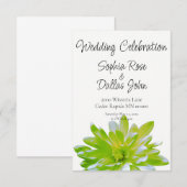 Elegante, helle grüne Blumen Hochzeit Einladung (Vorne/Hinten)