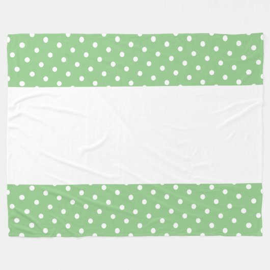 Elegante, helle, grüne Kanten Punkte Weiße Streife Fleecedecke (Vorderseite (Horizontal))