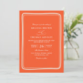 Elegante Helle Orange Retro Eindeutige QR-Code-Hoc Einladung (Stehend Vorderseite)