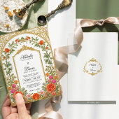 Elegante, helle Orange Rosa Barockhochzeit Einladung