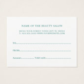 Elegante helle Pastel Schönheitskarte (Rückseite)