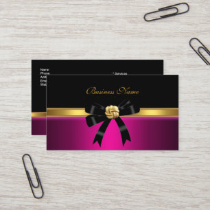 Elegante Helle Pink Schwarze Goldene Juwel-Bogen Visitenkarte