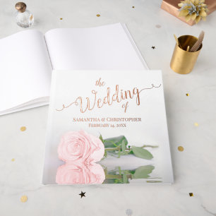Elegante helle Rosa Rose Große Hochzeit Gästebuch