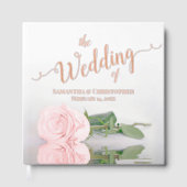 Elegante helle Rosa Rose Große Hochzeit Gästebuch (Vorderseite)