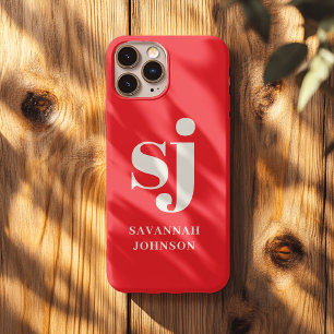 Elegante, helle rote Monogramm-Initialen Case-Mate iPhone Hülle