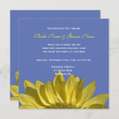 Elegante, helle Sonnenblume in blau, Hochzeit einl Einladung (Vorne/Hinten)