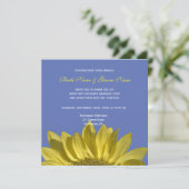 Elegante, helle Sonnenblume in blau, Hochzeit einl Einladung (Stehend Vorderseite)