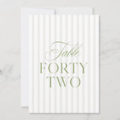 Elegante Hellgrün & Beige Hochzeit 42 Tischnummer (Vorderseite)