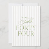 Elegante Hellgrün & Beige Hochzeit 44 Tischnummer (Vorderseite)