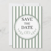 Elegante hellgrün gestreifte Save-the-Date-Ringe Einladung (Vorderseite)