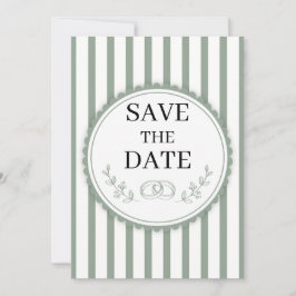 Elegante hellgrün gestreifte Save-the-Date-Ringe Einladung