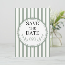 Elegante hellgrün gestreifte Save-the-Date-Ringe Einladung