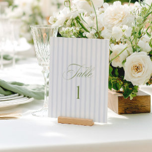 Elegante Hellgrün- und Blaue Hochzeitstisch-Nummer Einladung