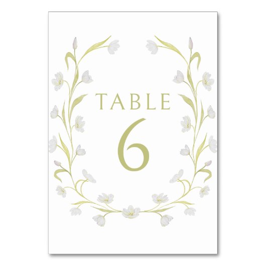 Elegante hellgrüne blühende Hochzeitsfeiern - Tisc Tischnummer (Vorderseite)