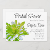 Elegante hellgrüne Blume mit Blumen Einladung (Vorne/Hinten)
