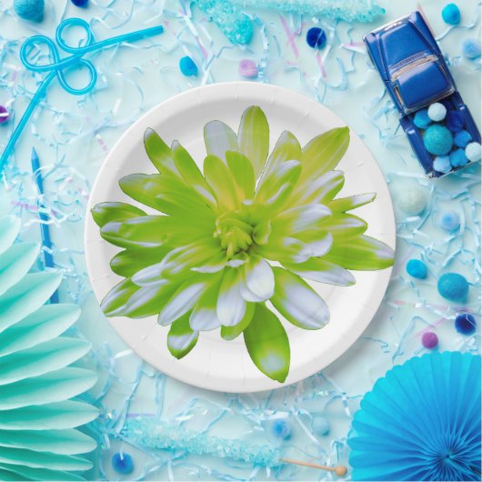Elegante hellgrüne Blume mit Blumen Pappteller (Party)