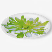 Elegante hellgrüne Blume mit Blumen Pappteller (Schrägansicht)