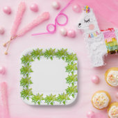 Elegante hellgrüne Blume mit Blumen Pappteller (Party)